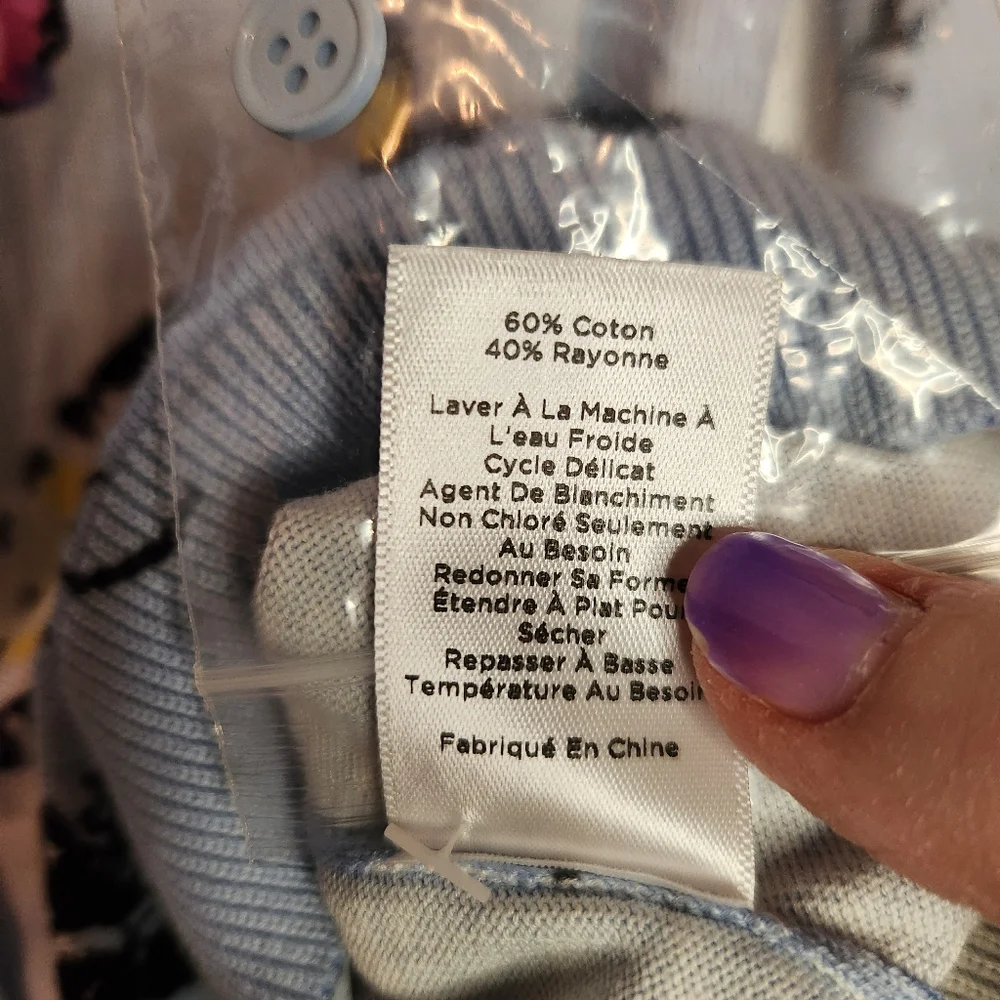 Talbots Women's Light Blue Butterfly‎ Cardigan with 3/4 Sleeves, Size M